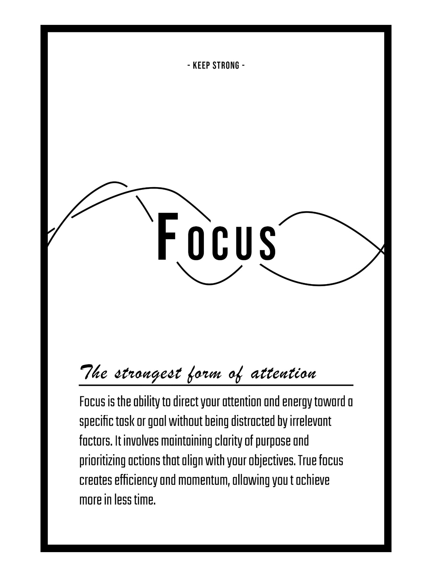 Text & Zitat Poster "Focus" (weiß)