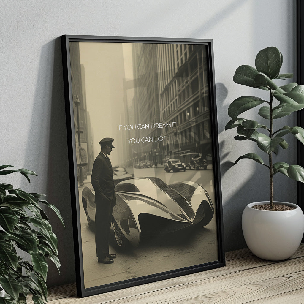 "Dream It. Do It." – Vintage Future Poster mit Retro-Futurismus-Vibes