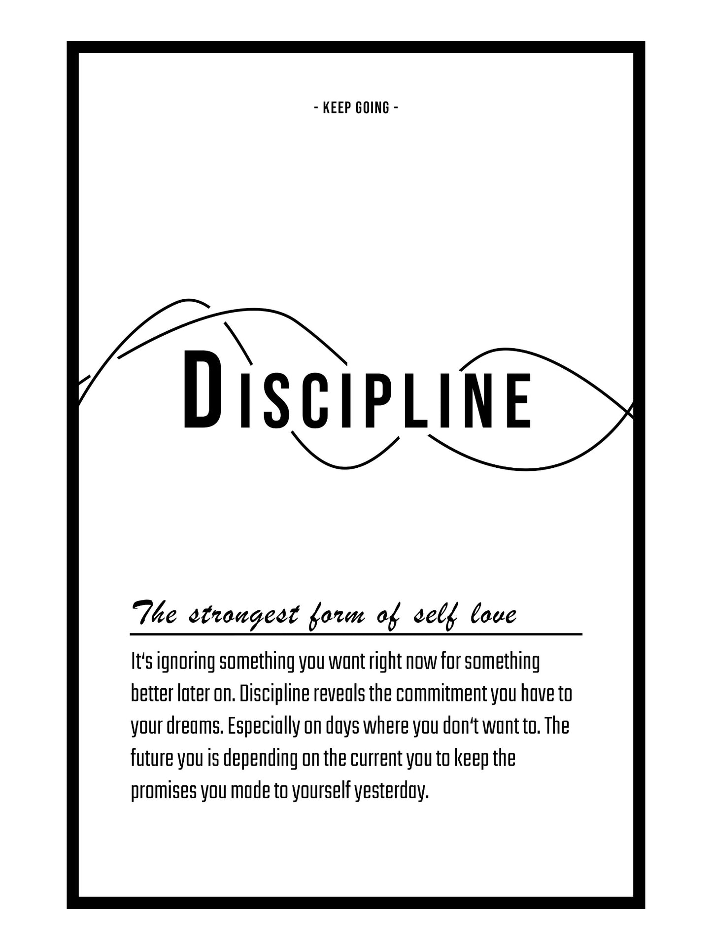 Text & Zitat Poster "Discipline" (weiß)