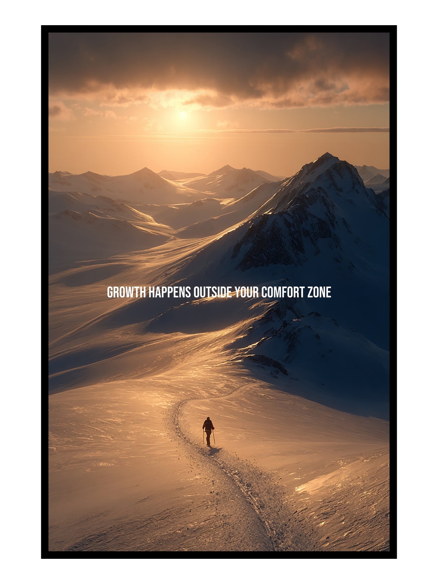 Growth Happens Outside Your Comfort Zone – Motivationsposter & Leinwand für Athleten, Bergliebhaber & ambitionierte Macher