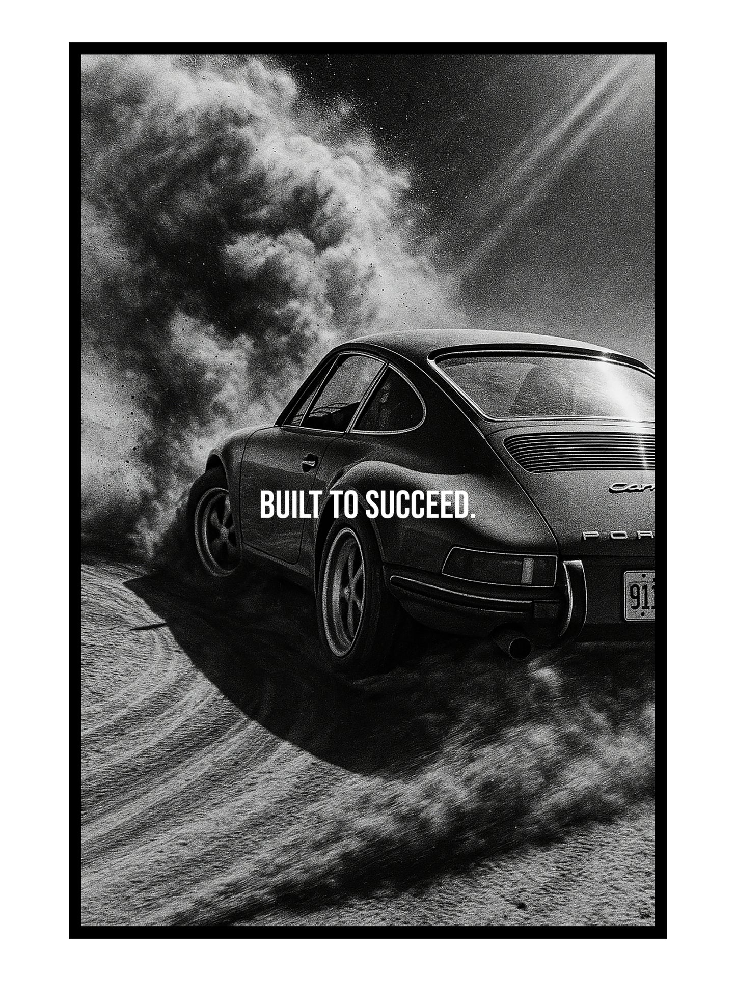 "Built to Succeed" Motivationsposter für Auto- und Performance-Fans