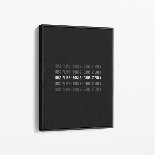Typo Poster – Discipline · Focus · Consistency