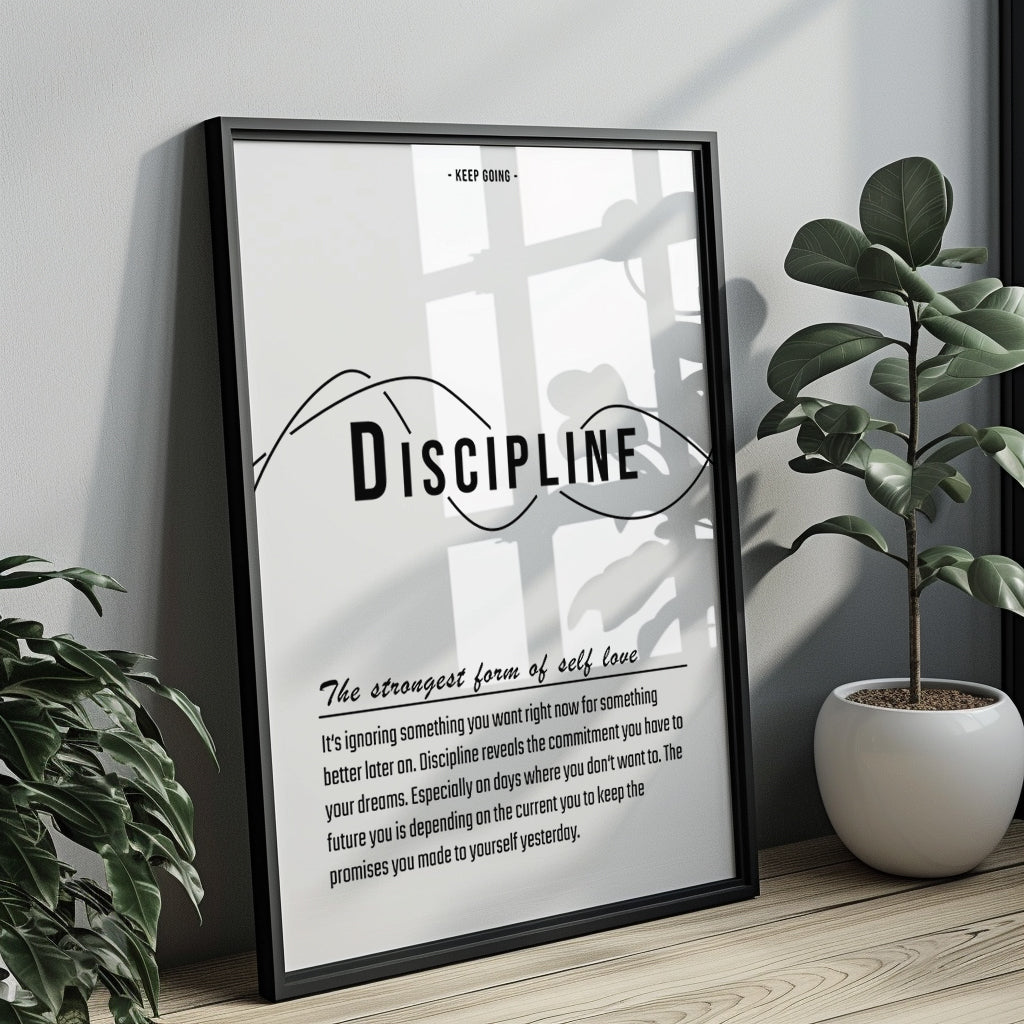 Text & Zitat Poster "Discipline" (weiß)