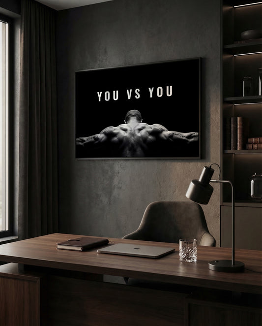 Motivationsposter „You vs. You“ – Leinwand im Schattenfugenrahmen | Fitness & Mindset Wandbild