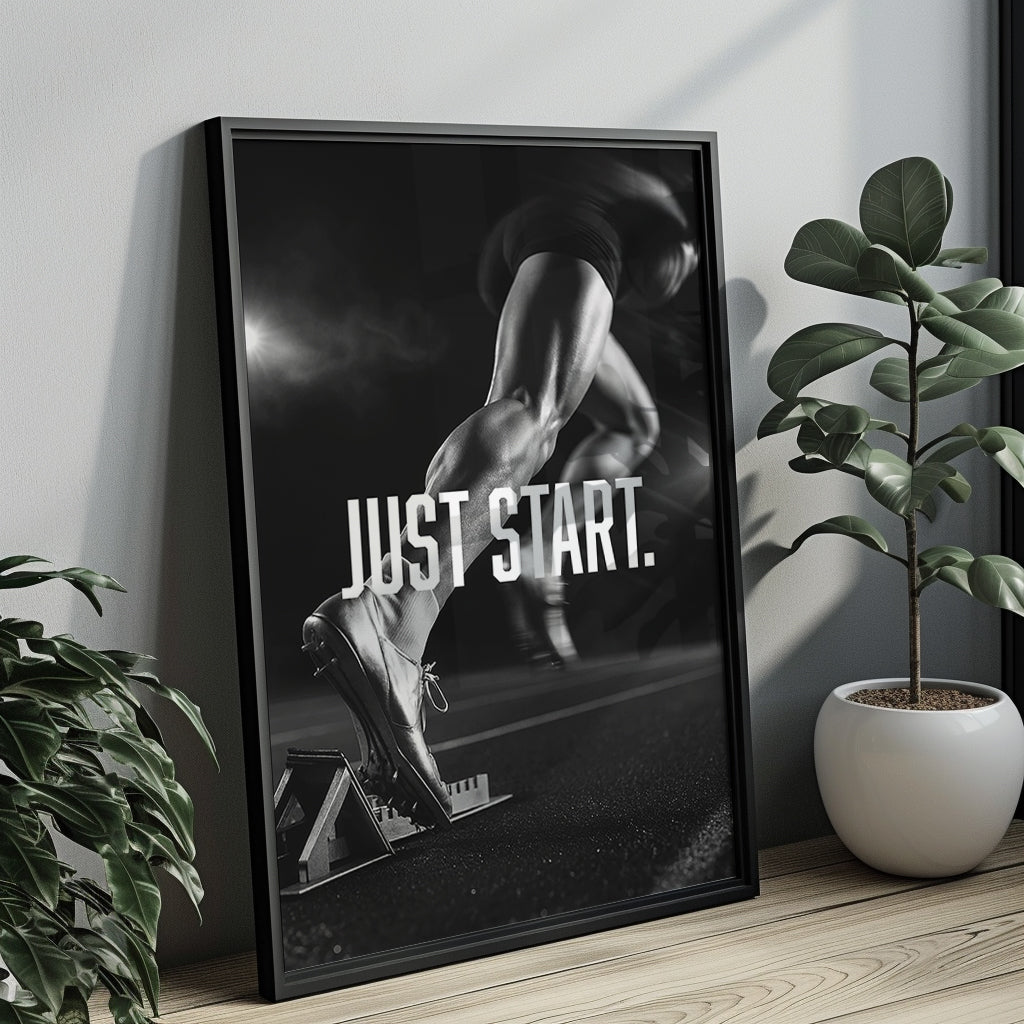 "JUST START." – Leichtathletik Poster