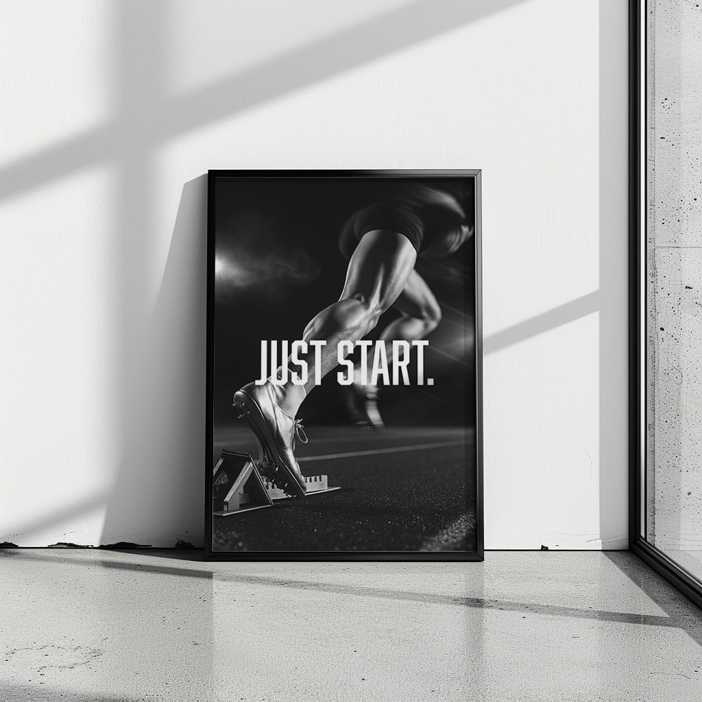 "JUST START." – Leichtathletik Poster