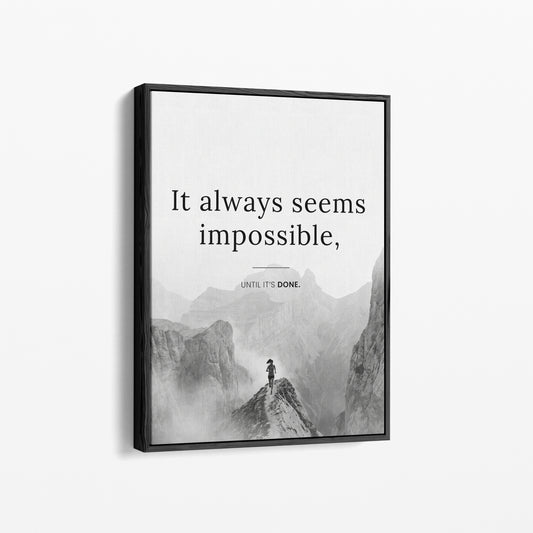 It Always Seems Impossible – Trail Running Poster | Schwarz-Weiß Wandbild Motivation