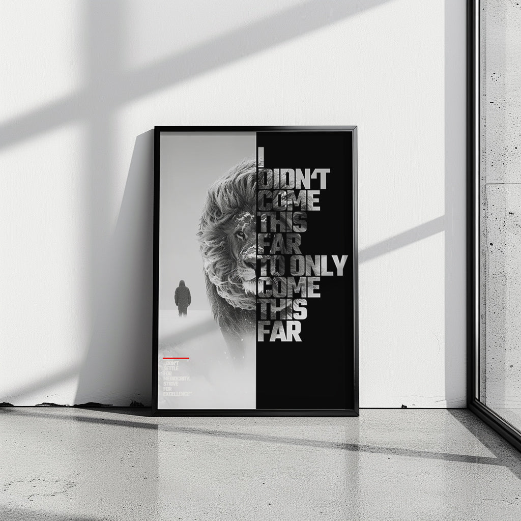 "No mediocrity" Motivationsposter Löwe
