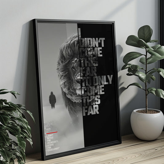 "No mediocrity" Motivationsposter Löwe
