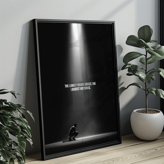 The Lonely Hours Create the Loudest Victories – Motivationsposter Sport & Erfolg