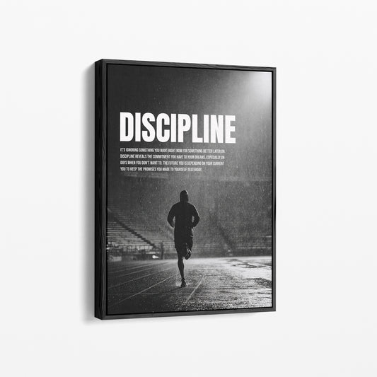 Discipline — Typo Poster Schwarz-Weiß | Fokus & Routine