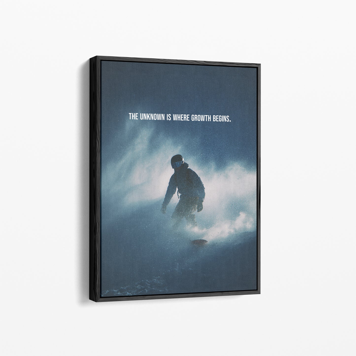 Motivationsposter Snowboard „The Unknown is where Growth begins."