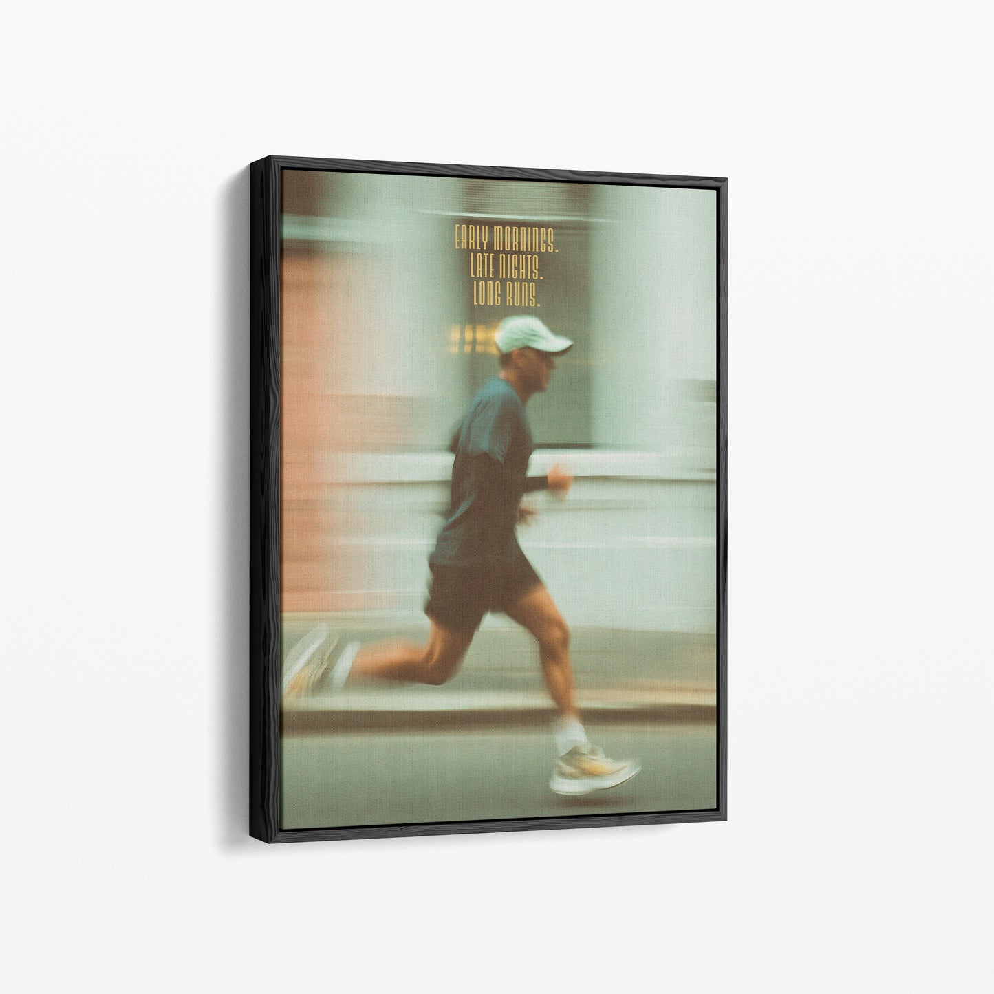 "Early Mornings. Late Nights. Long Runs." Motivationsposter für Läufer