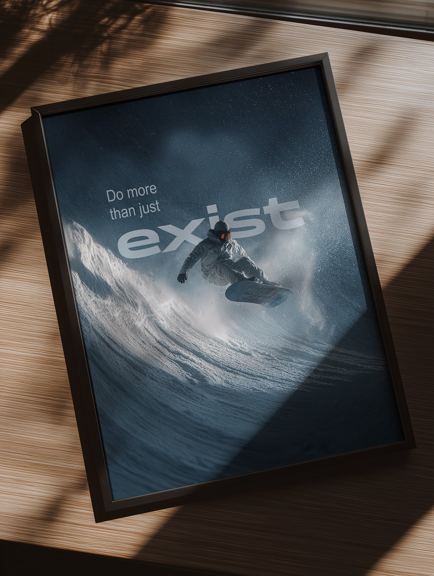 Snowboard Poster – Do more than just exist | Motivationsbild für Sport & Abenteuer