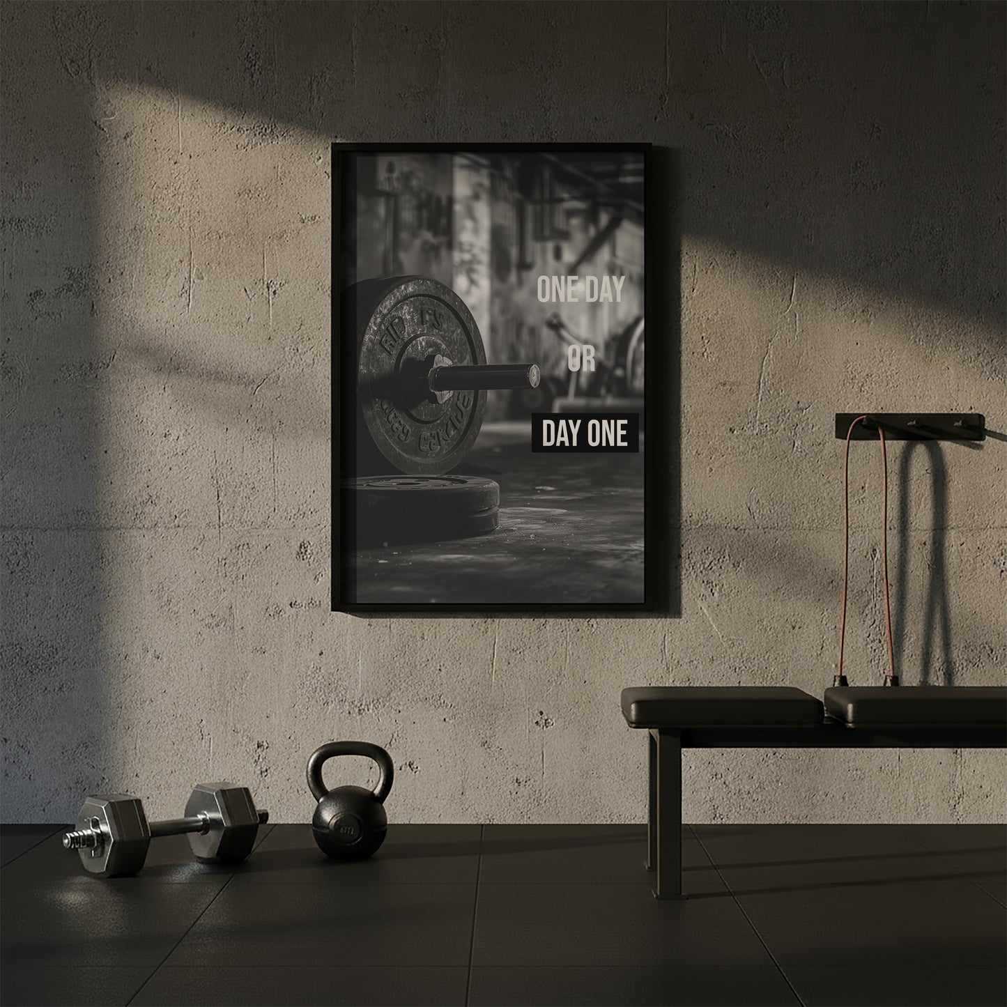 "One Day or Day One" Fitness Motivationsposter