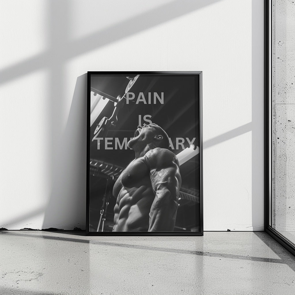 "Pain is Temporary" Motivationsposter Gym