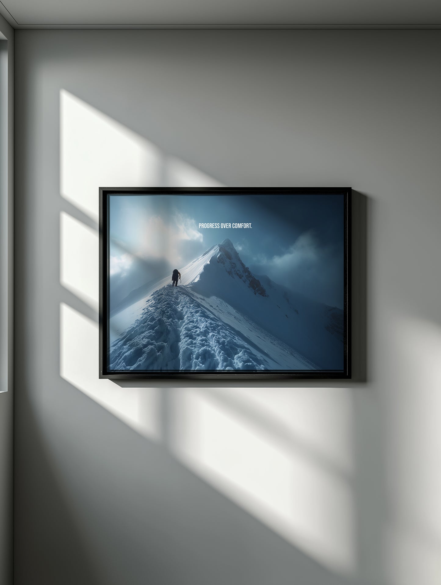 "Progress Over Comfort" Motivationsposter für Ausdauer und Ziele
