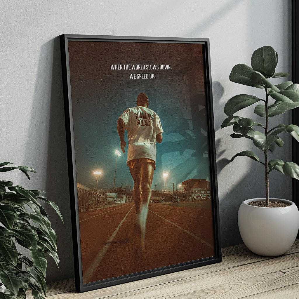 Motivationsposter Laufen „When the World Slows Down“