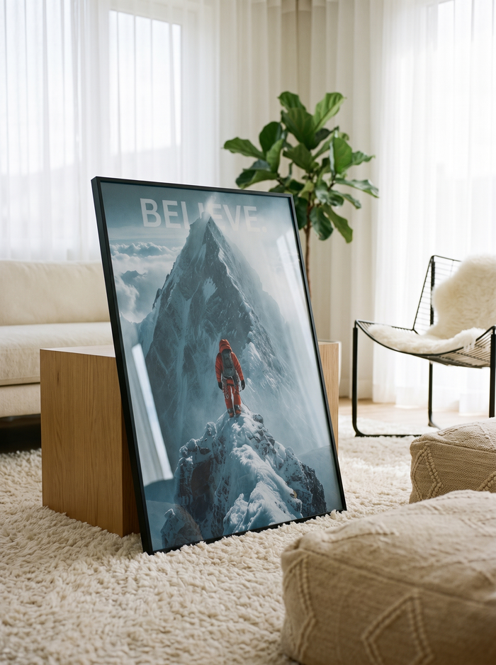 "Believe." Bergsteiger & Abenteuer Motivation