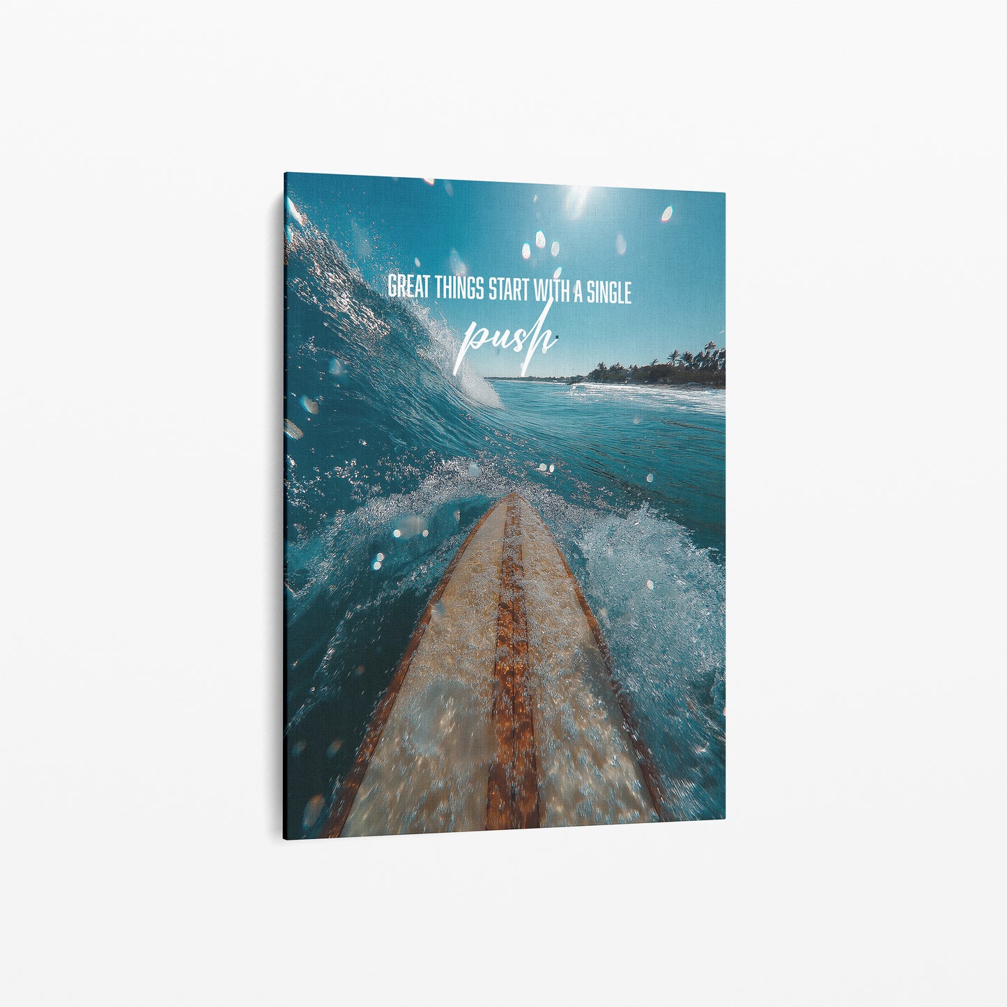 "Great Things Start With a Single Push" Motivationsposter für Mut & Aufbruch