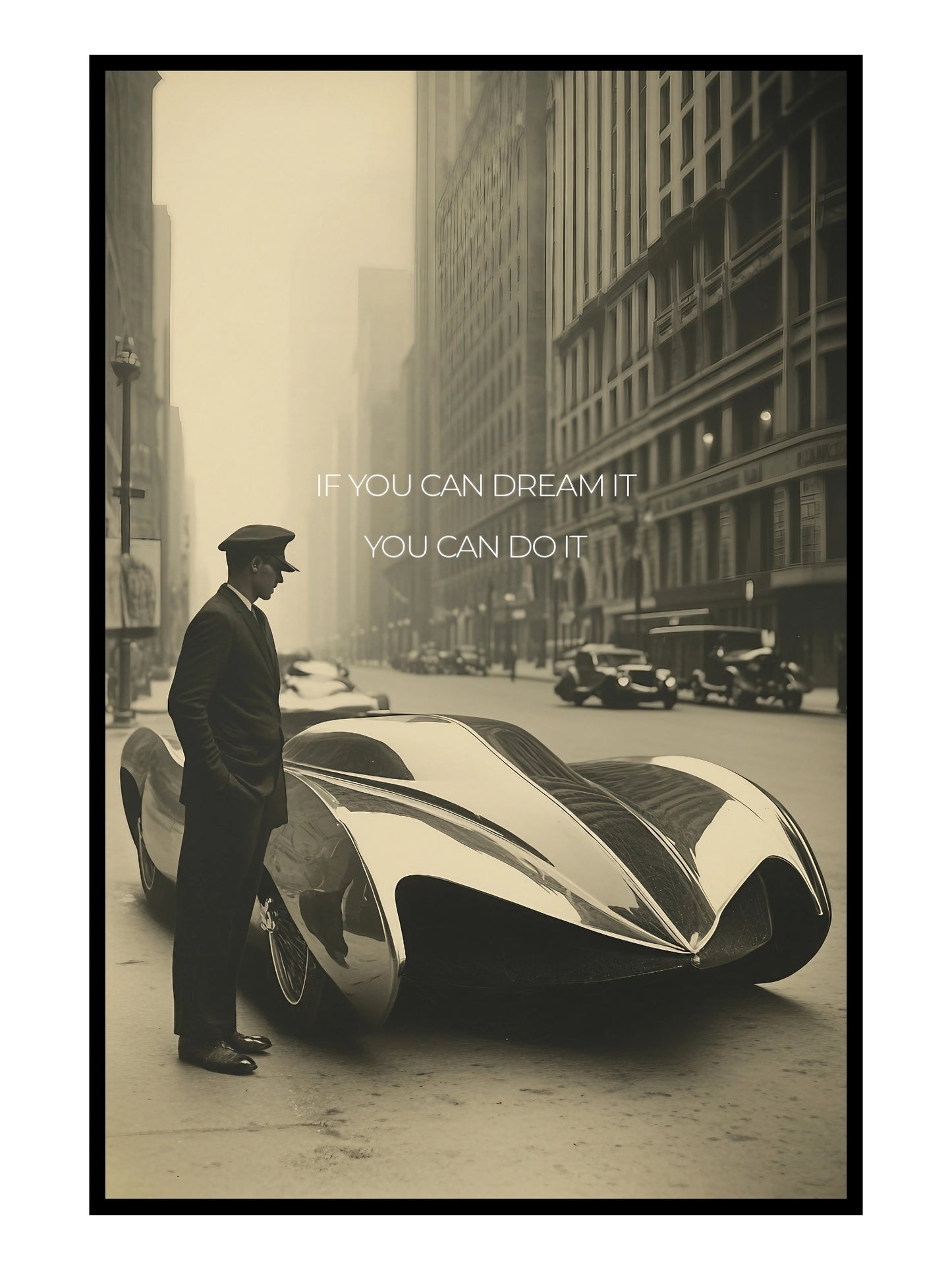 "Dream It. Do It." – Vintage Future Poster mit Retro-Futurismus-Vibes