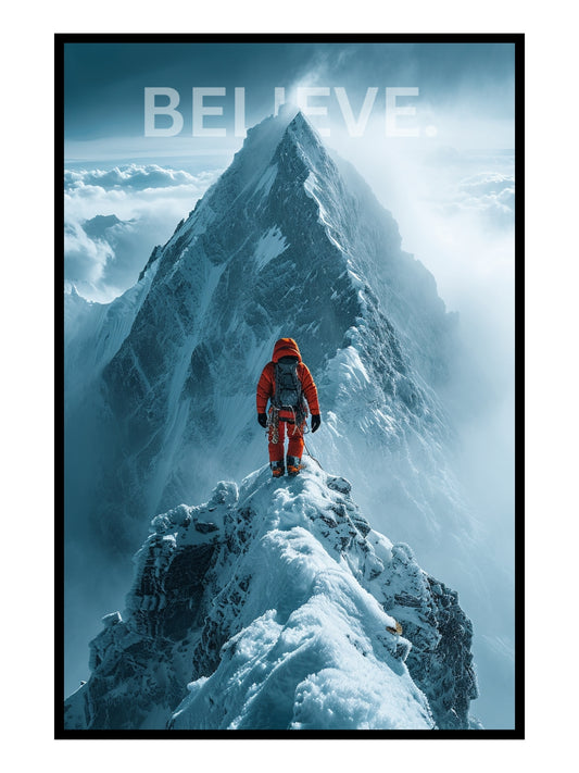 "Believe." Bergsteiger & Abenteuer Motivation