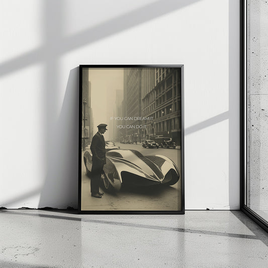 "Dream It. Do It." – Vintage Future Poster mit Retro-Futurismus-Vibes