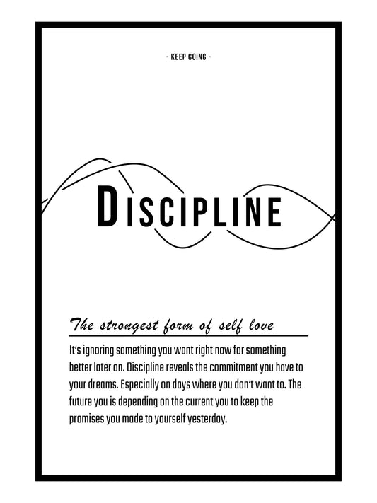 Text & Zitat Poster "Discipline" (weiß)
