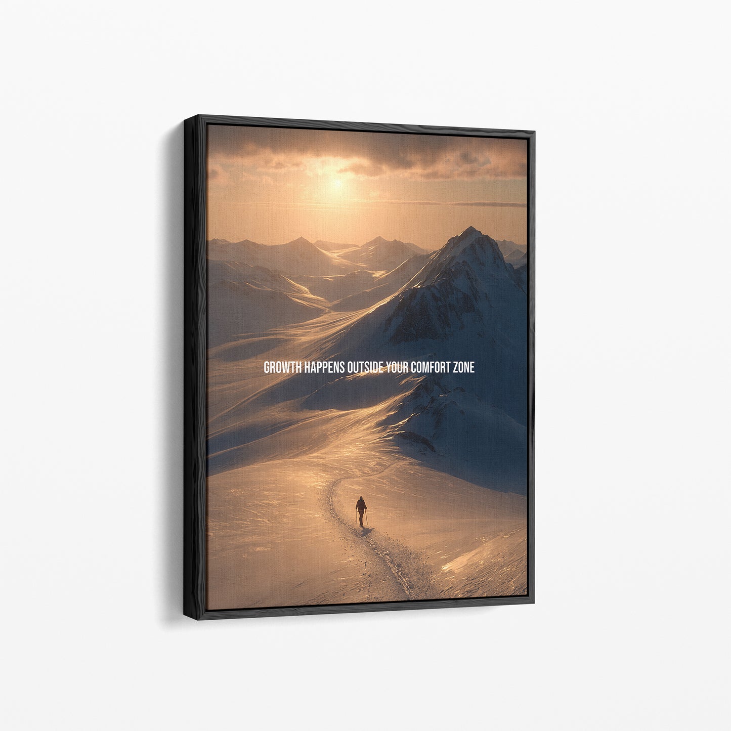 Growth Happens Outside Your Comfort Zone – Motivationsposter & Leinwand für Athleten, Bergliebhaber & ambitionierte Macher