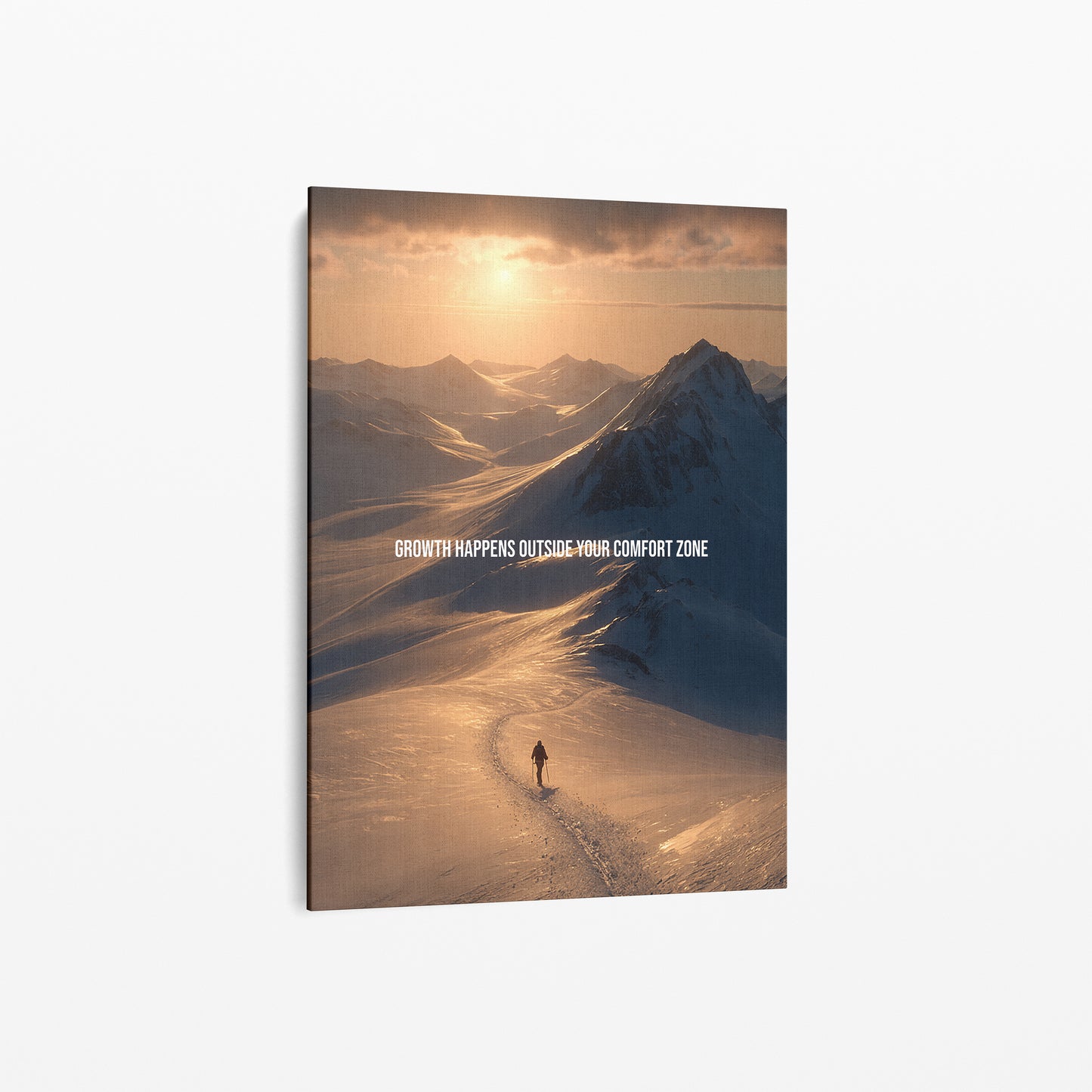 Growth Happens Outside Your Comfort Zone – Motivationsposter & Leinwand für Athleten, Bergliebhaber & ambitionierte Macher