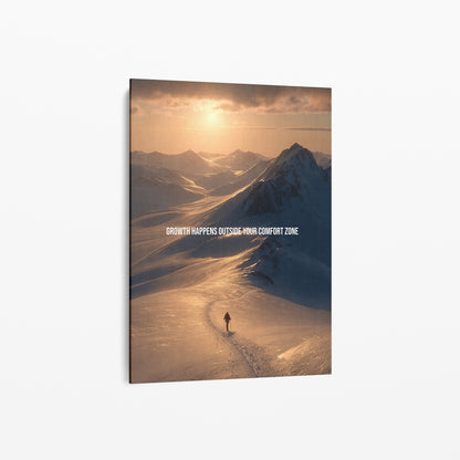 Growth Happens Outside Your Comfort Zone – Motivationsposter & Leinwand für Athleten, Bergliebhaber & ambitionierte Macher