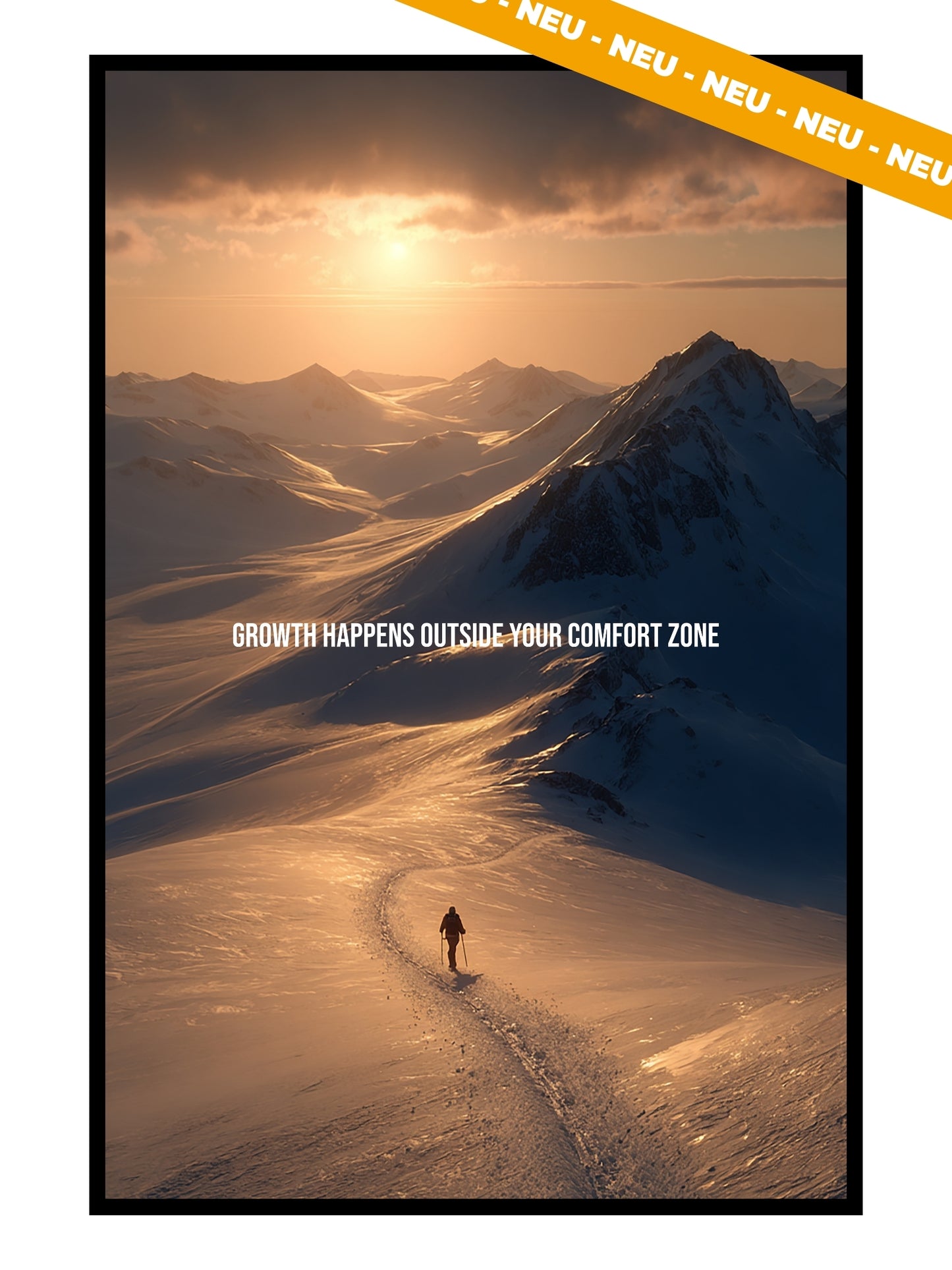Growth Happens Outside Your Comfort Zone – Motivationsposter & Leinwand für Athleten, Bergliebhaber & ambitionierte Macher