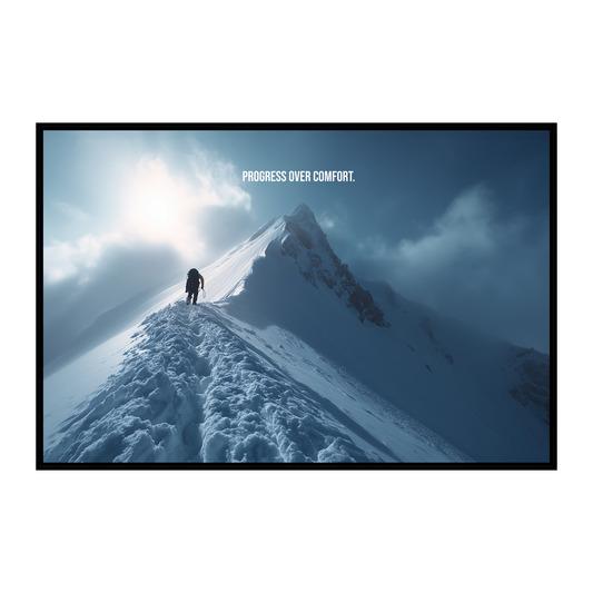 "Progress Over Comfort" Motivationsposter für Ausdauer und Ziele