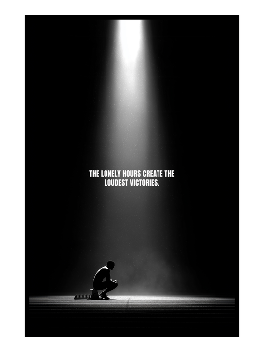 The Lonely Hours Create the Loudest Victories – Motivationsposter Sport & Erfolg
