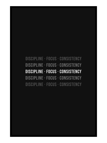 Typo Poster – Discipline · Focus · Consistency