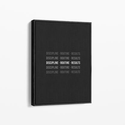 Typo Poster – DISCIPLINE · ROUTINE · RESULTS
