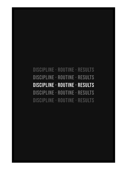 Typo Poster – DISCIPLINE · ROUTINE · RESULTS