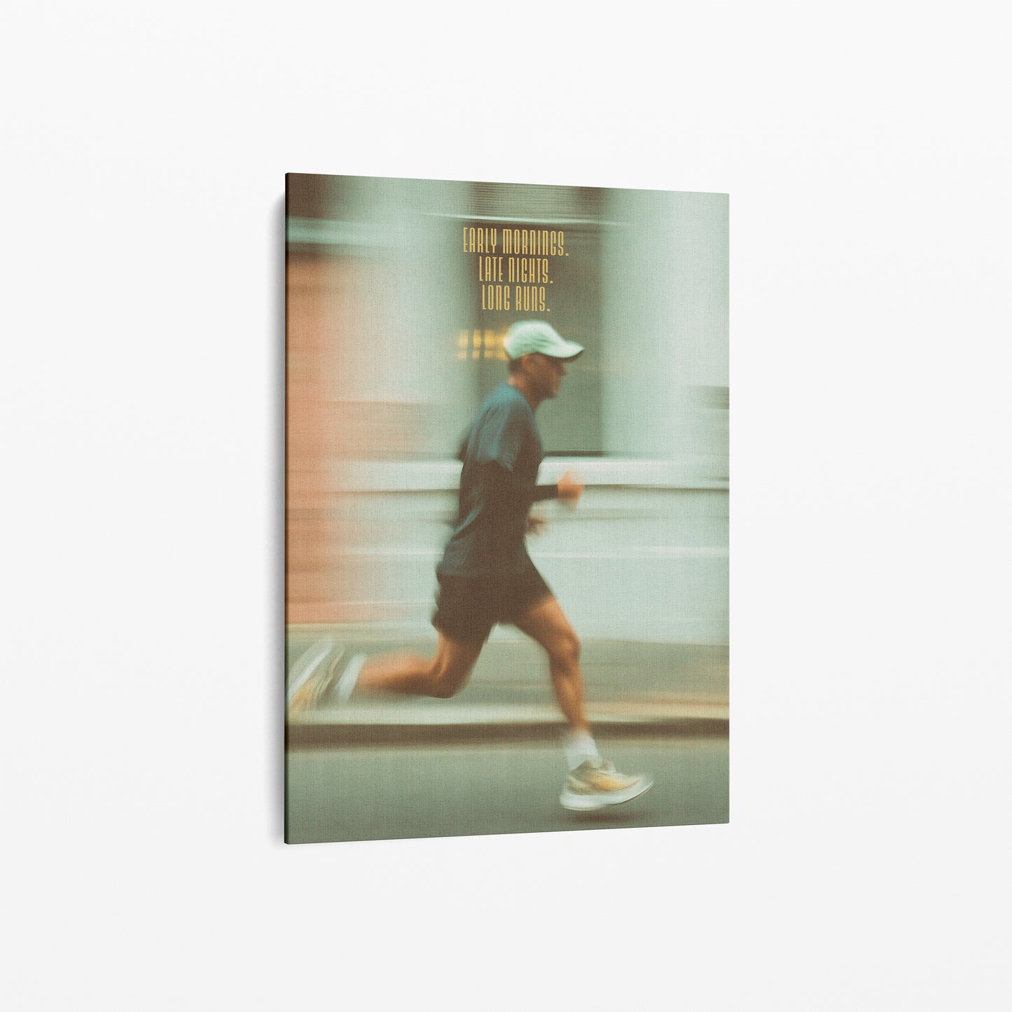 "Early Mornings. Late Nights. Long Runs." Motivationsposter für Läufer