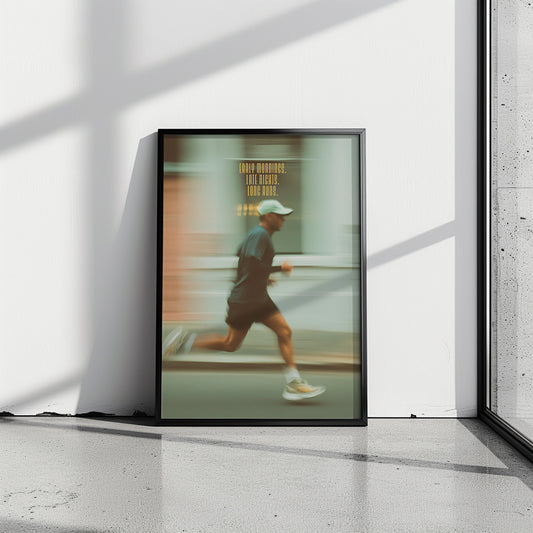 "Early Mornings. Late Nights. Long Runs." Motivationsposter für Läufer