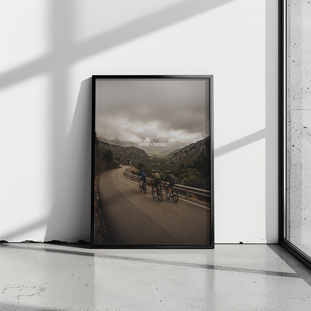 EFFORT > EXCUSES – Cycling Motivation Poster | Premium Rennrad Wandbild für Athleten
