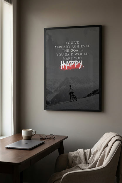 You've Already Achieved – Motivation Poster | Schwarz-Weiß Wandbild mit rotem Akzent