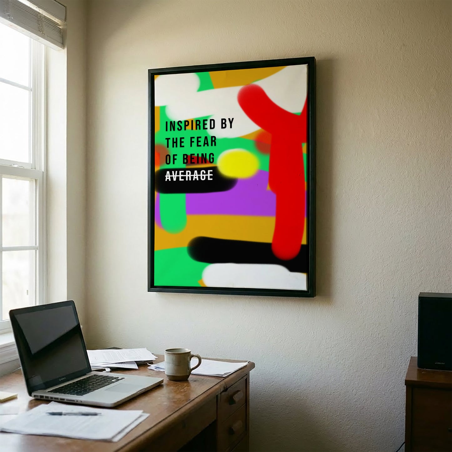 Inspired by the Fear of Being Average – Motivationsposter | Modernes Typografie Kunstposter