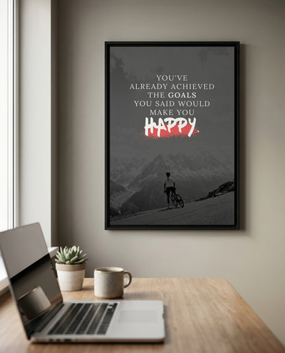 You've Already Achieved – Motivation Poster | Schwarz-Weiß Wandbild mit rotem Akzent