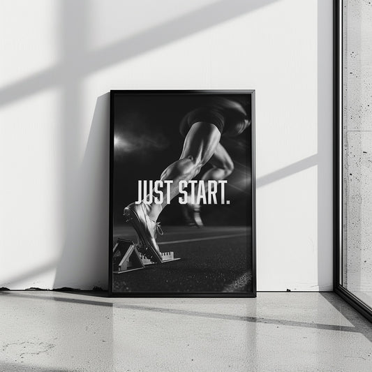 "JUST START." – Leichtathletik Poster