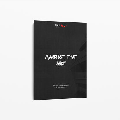 Manifesting – Mindset Poster für Fokus & Erfolg | Schwarz-Weiß Wandbild mit Spruch