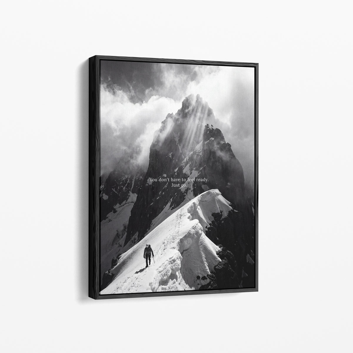 Just Go als Leinwand im schwarzen Schattenfugenrahmen