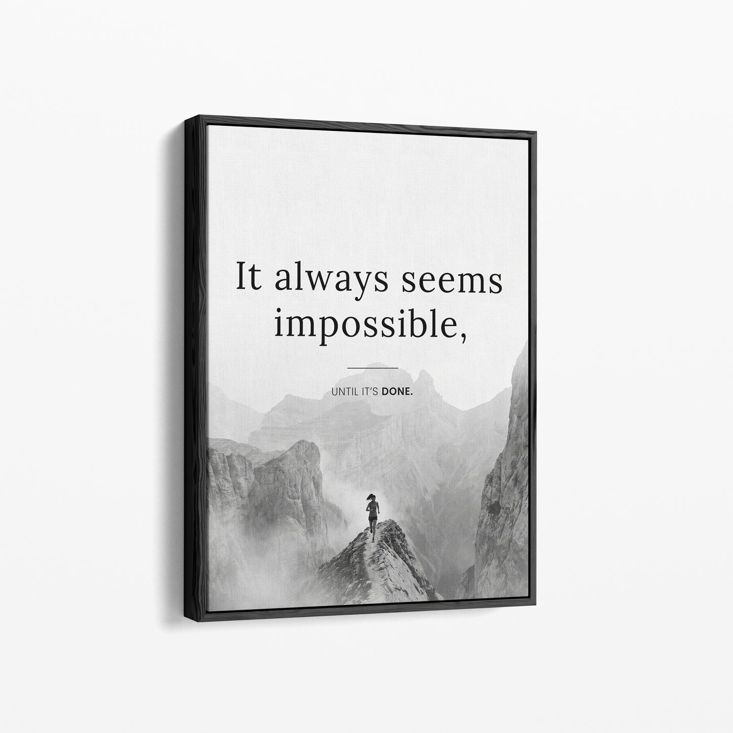 It Always Seems Impossible – Trail Running Poster | Schwarz-Weiß Wandbild Motivation