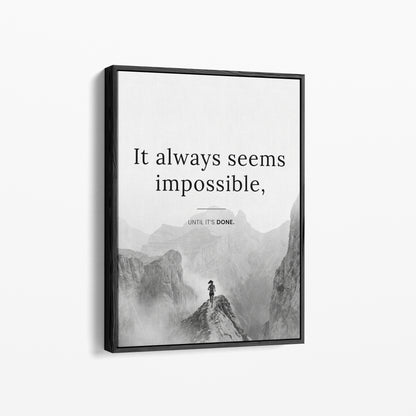 It Always Seems Impossible – Trail Running Poster | Schwarz-Weiß Wandbild Motivation