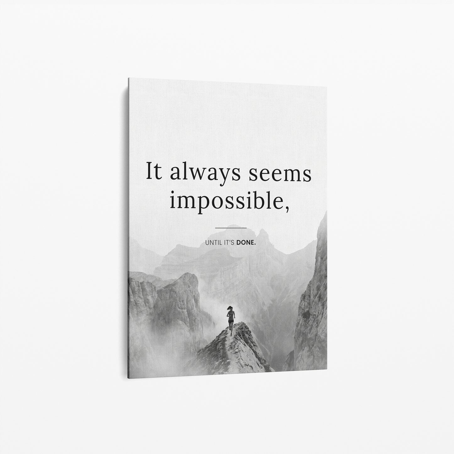 It Always Seems Impossible – Trail Running Poster | Schwarz-Weiß Wandbild Motivation