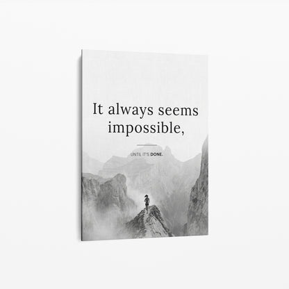 It Always Seems Impossible – Trail Running Poster | Schwarz-Weiß Wandbild Motivation
